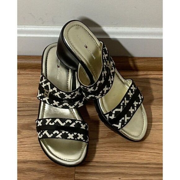 Tommy Hilfiger Wedge Marisol Sandals Womens Slip On Black Shoes Size 8 - Picture 1 of 5